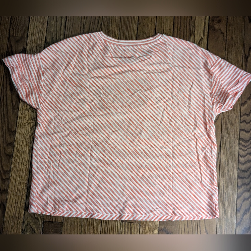 EUC Lou & Grey boxy fit crewneck t-shirt with textured vivid orange stripes - Picture 4 of 7